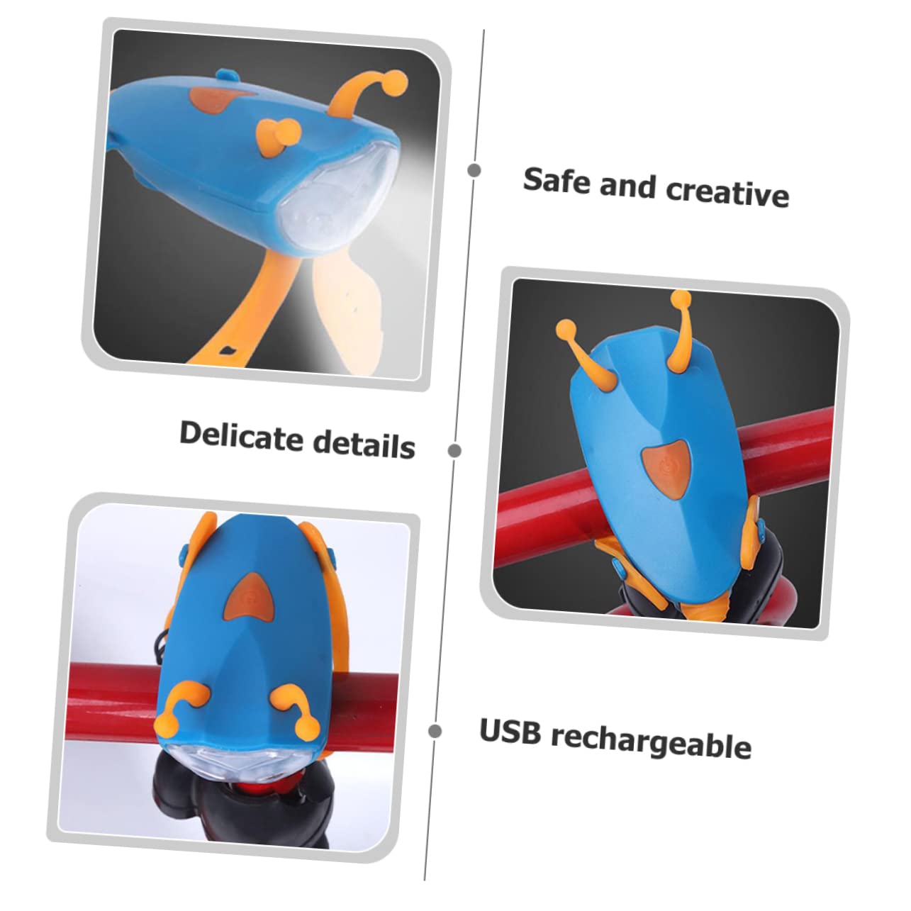 Totority 300 Lumens Boys and Girls Bike Front Light Rechargeable Cycling Light Adorable Bee Horn Bike Headlight for Night Riding