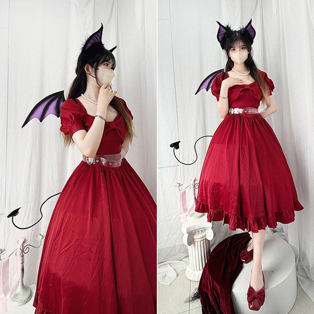 Zestaw kostiumu nietoperza z opaskami do włosów, skrzydła, ogon, zwierzę, akcesoria do cosplay, na Halloween, karnawał, fantazyjne przebranie na imprezę