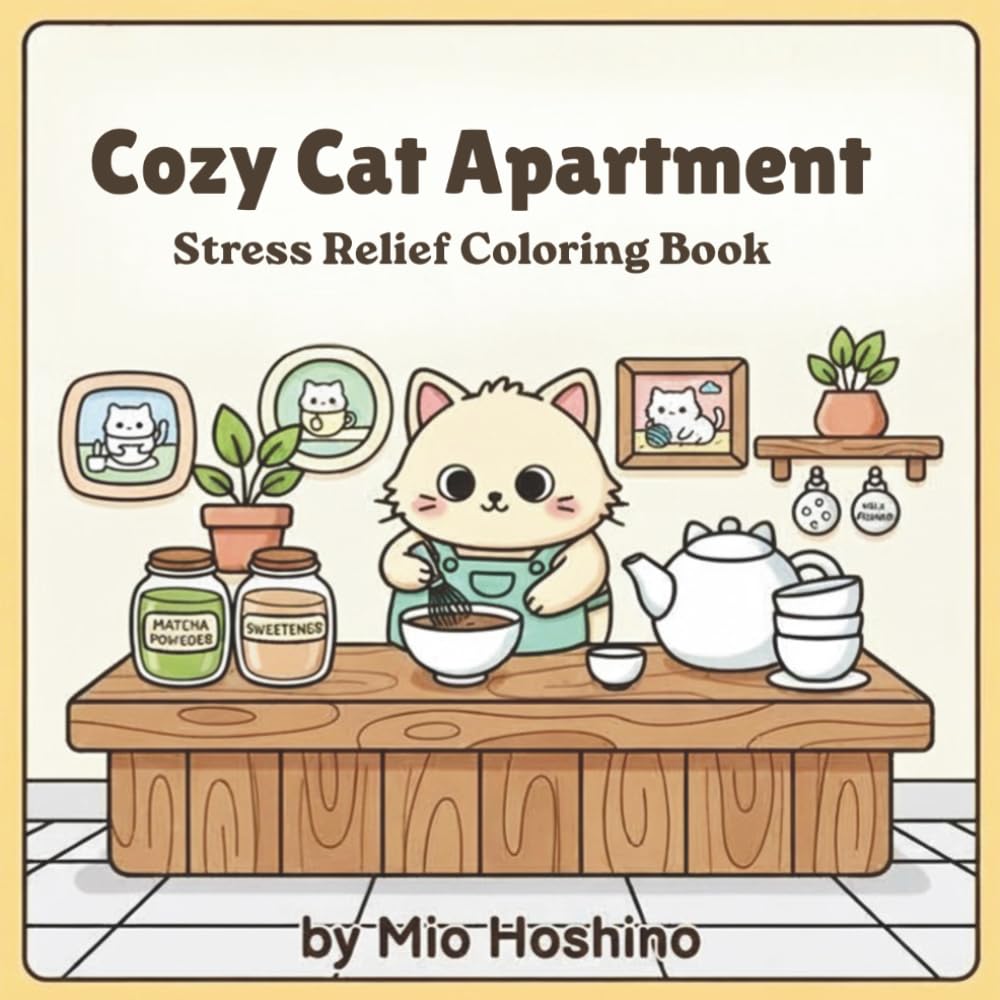 Cozy Cat Apartment Stress relief: Cute Cat Scenes for Relaxation, Creativity and Mindful Coloring