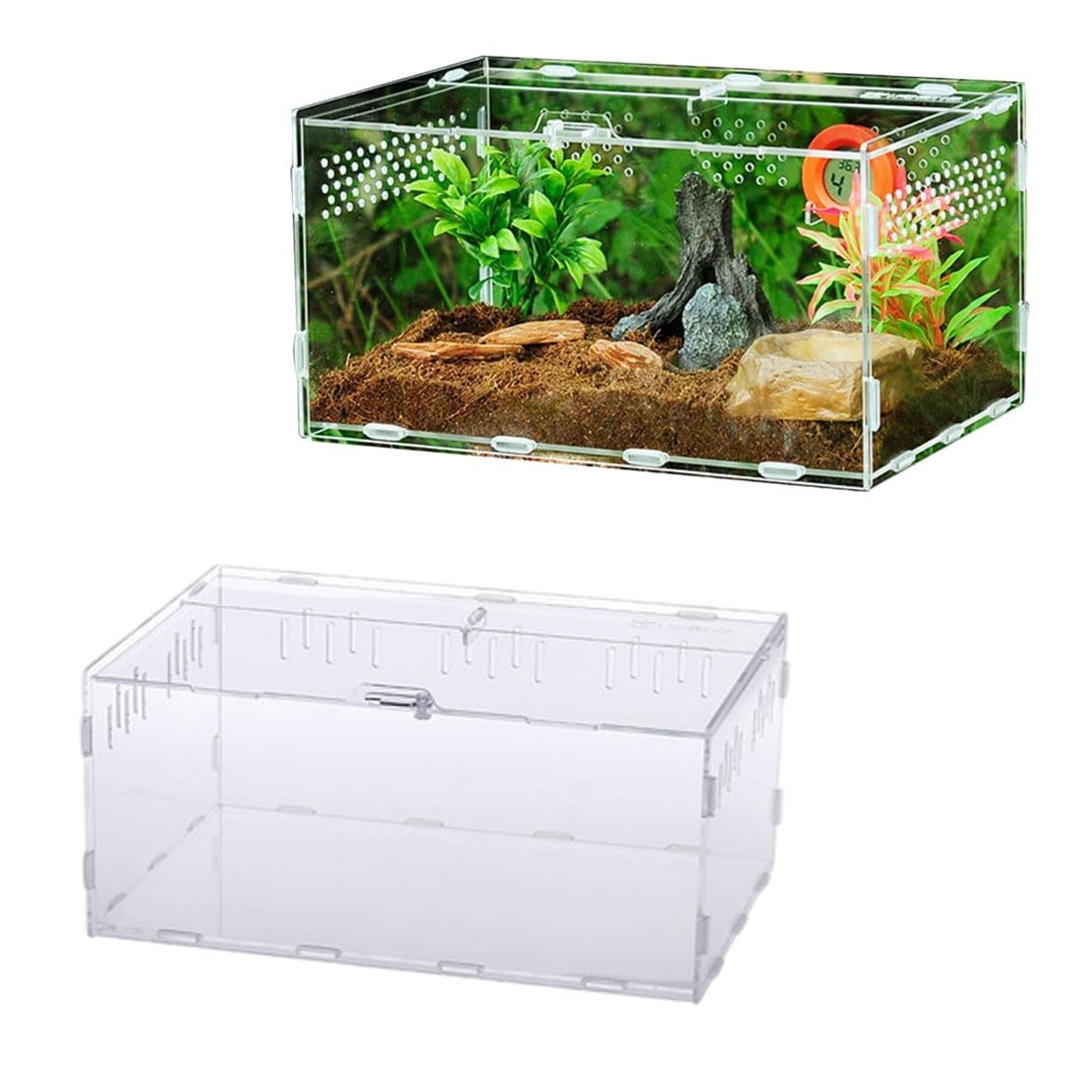 Terrario Per Tartarughe Di Terra Terrario In Acrilico 40x24x18 Cm Per Rettili - Con Igrometro, Casa Per Piccoli Animali, Insetti E Rettili Domestici Terrario Per Rettili Prezzi