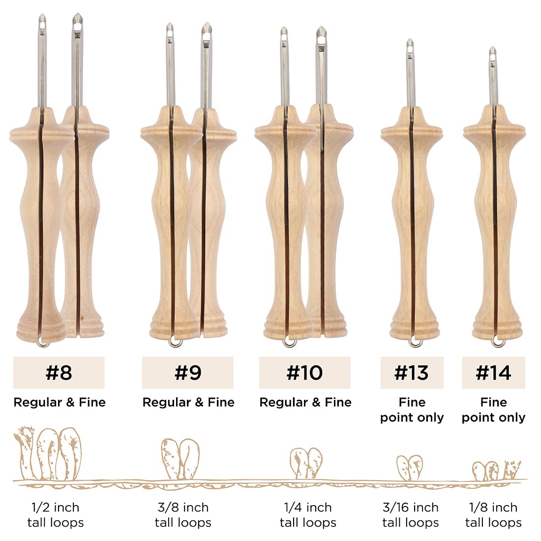 The Oxford Punch Needle Komplettes Set – 8 Größen, ergonomisch geformter Naturholzgriff, elektropolierte Stahlspitze, ideal für Stanznadeln, Teppichhaken