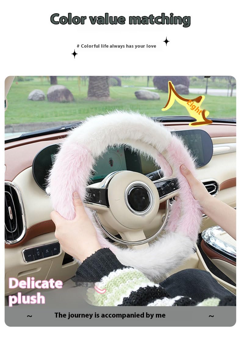 BNTR Simpatico coprivolante in peluche Kawaii con capelli lunghi, creativo, vivace, accessorio decorativo, bel regalo (bianco)