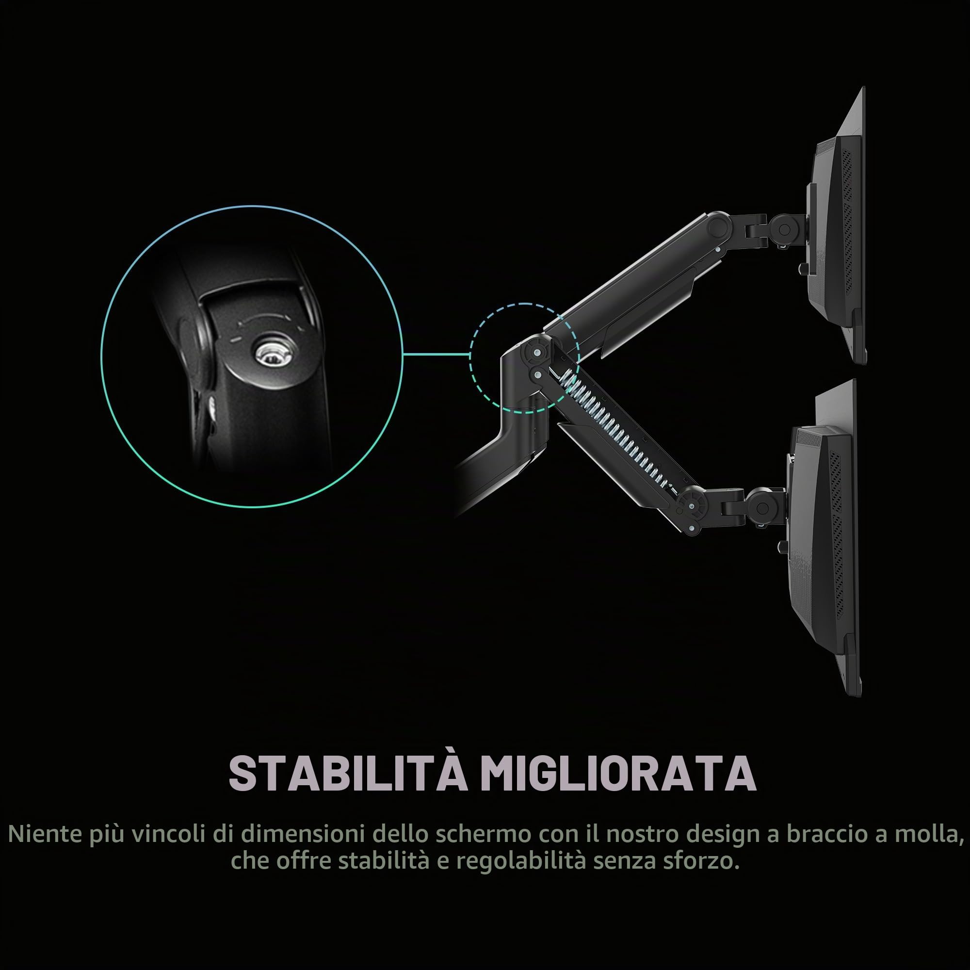 MSI MAG MT201 - Braccio di supporto per monitor singolo, resistente e di alta qualità, supporta schermi da 17 a 49 pollici e 20 kg, compatibile con VESA, supporto regolabile con molla a gas, morsetto