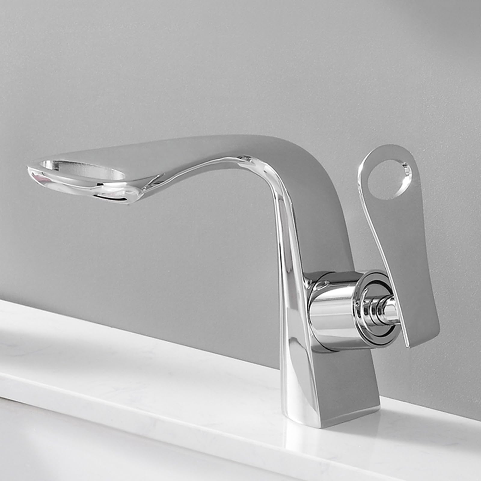ANVLOJRIH Bathroom Sink Taps Basin Mixer Tap Waterfall Basin Taps Chrome Single Lever Basin Tap Waterfall Spout
