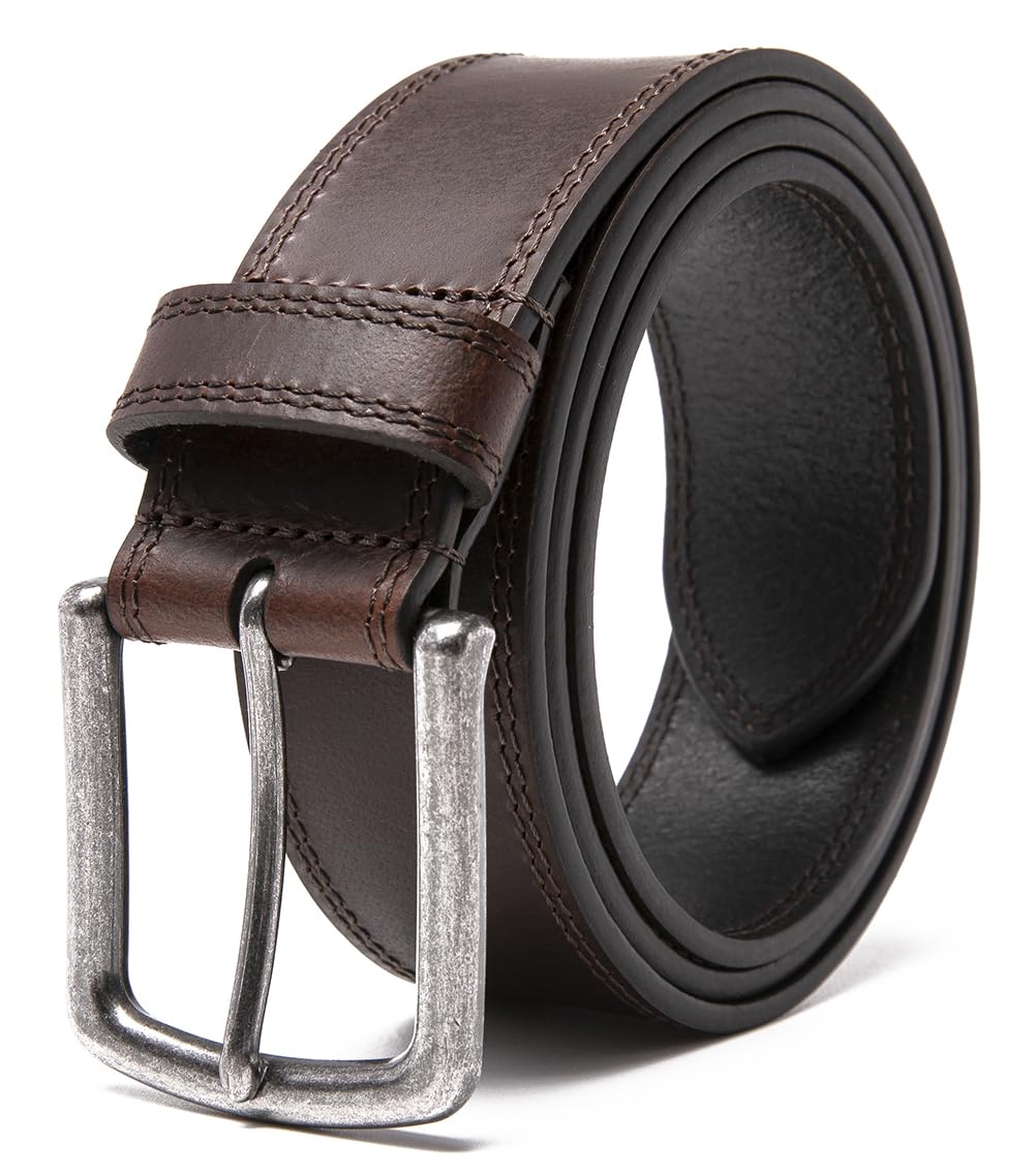 Fabio Valenti Men’s Casual Genuine Leather Jeans Belts 1 1/2" Wide Work Belt for Men (2097 Brown, 36/38)
