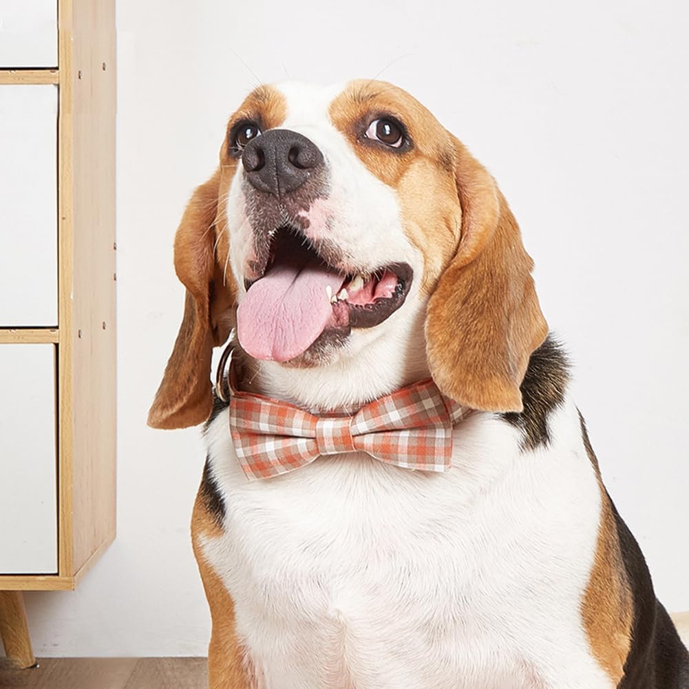 Plaid Dog Collar with Bowtie Detachable Bow Tie Metal Buckle image 5