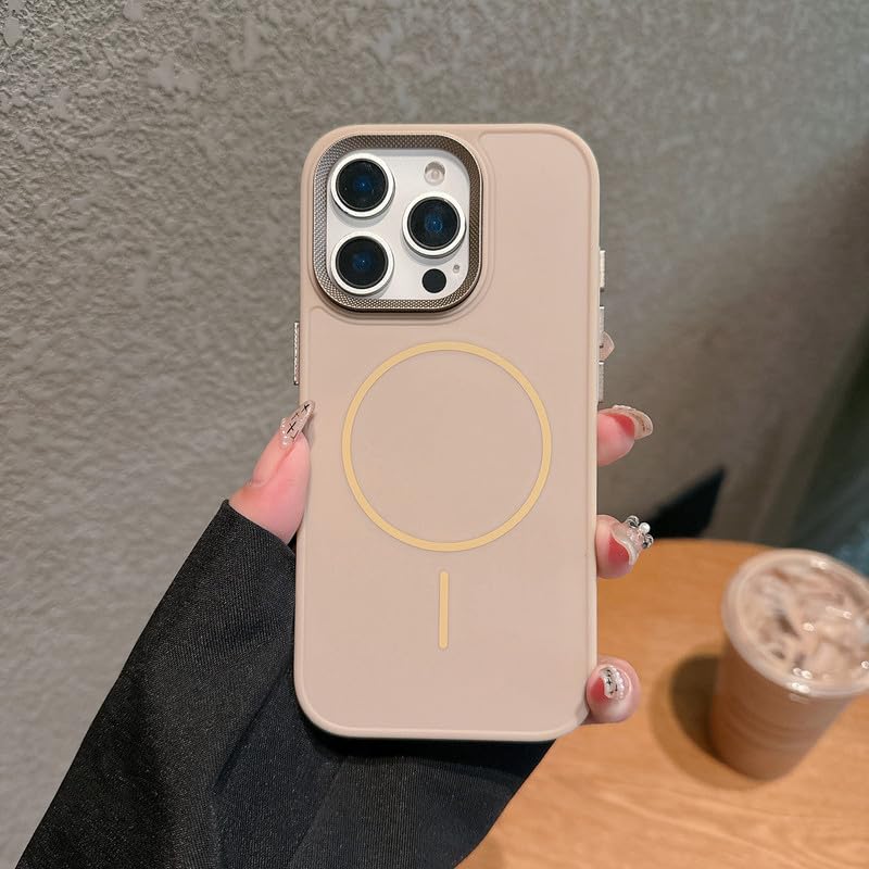 Image of ZR009 for iPhone 15 Pro Back Case Cover | Magnetic | Spiral Camera Protection Silicone Case - Brown
