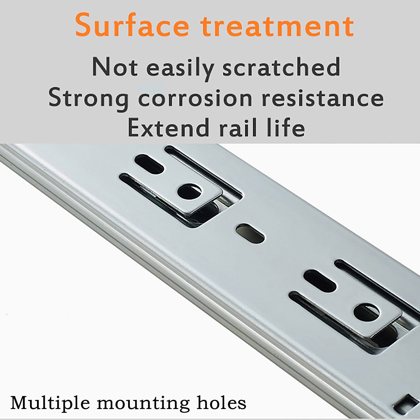Kugelführung Schubkastenführungen Schubladenschiene Vollauszug, stummgeschaltete Schubladenschienen aus Metall, 3-Fach kugelgelagerte Hardware, 1 Paar (Size : 45cm/18inch)