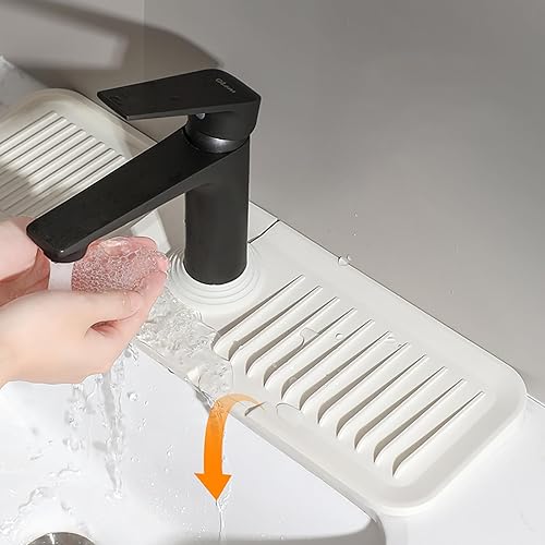 Protector de salpicaduras mejorado para fregadero de cocina inclinado de 5, 14.6 x 5.5 pulgadas, protectores de fregadero para fregadero de cocina,