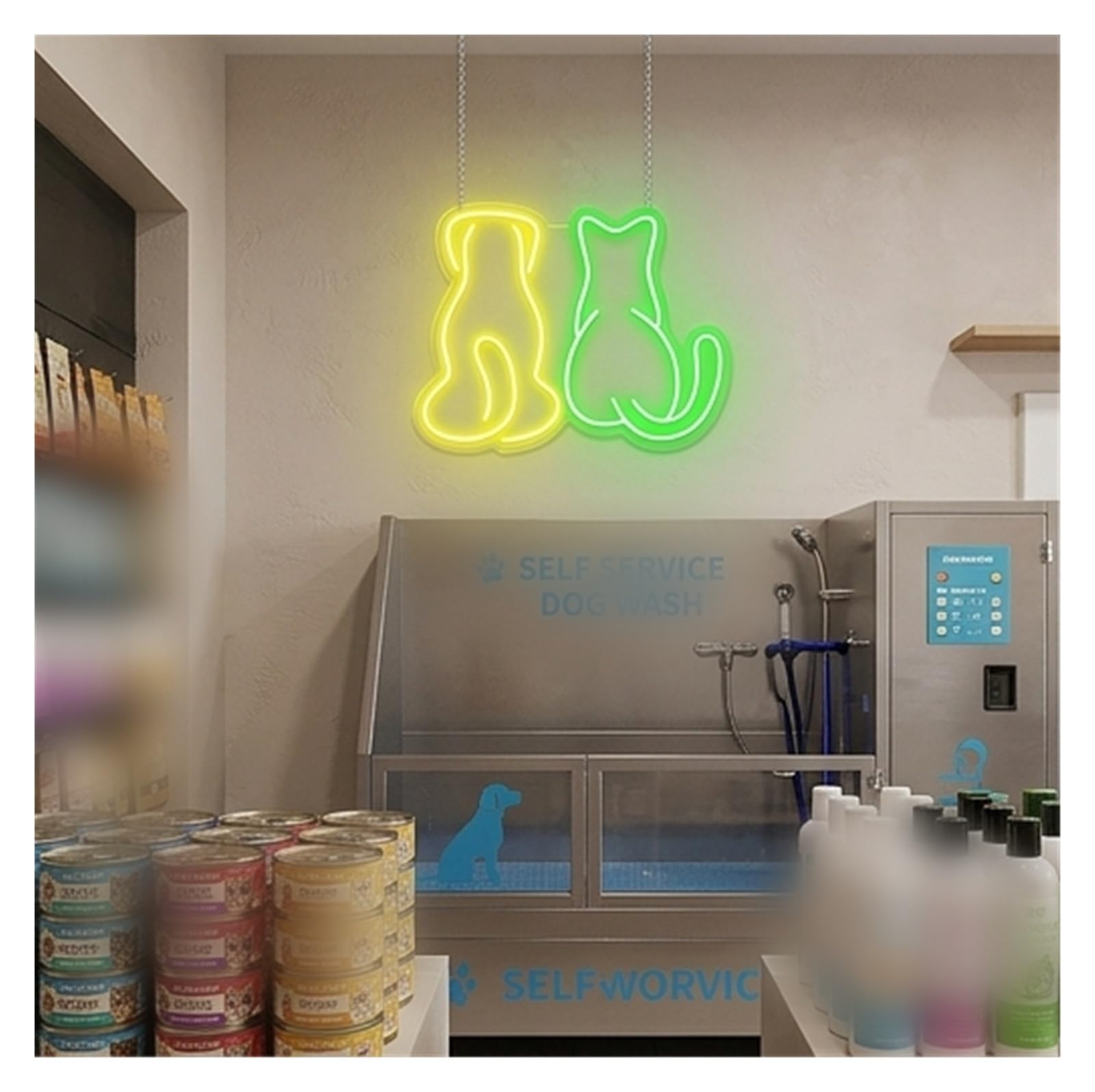 Bunte Buchstaben Lichter Leuchtreklame Mit Hund Und Katze Für Babyzimmer, Schlafzimmer, Büro, Kinderzimmer, Spielzimmer, Bar Oder Wohnzimmer 45cm