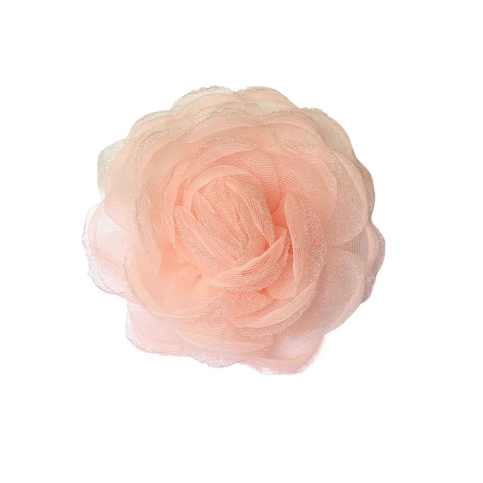 Wtaxbh Pink Iron On Patches 12Pcs/Lot 7Cm Handmade Organza Chiffon Rose Fabric Artificial Flower For Wedding Dress Hats Headband Decoration(Pink)