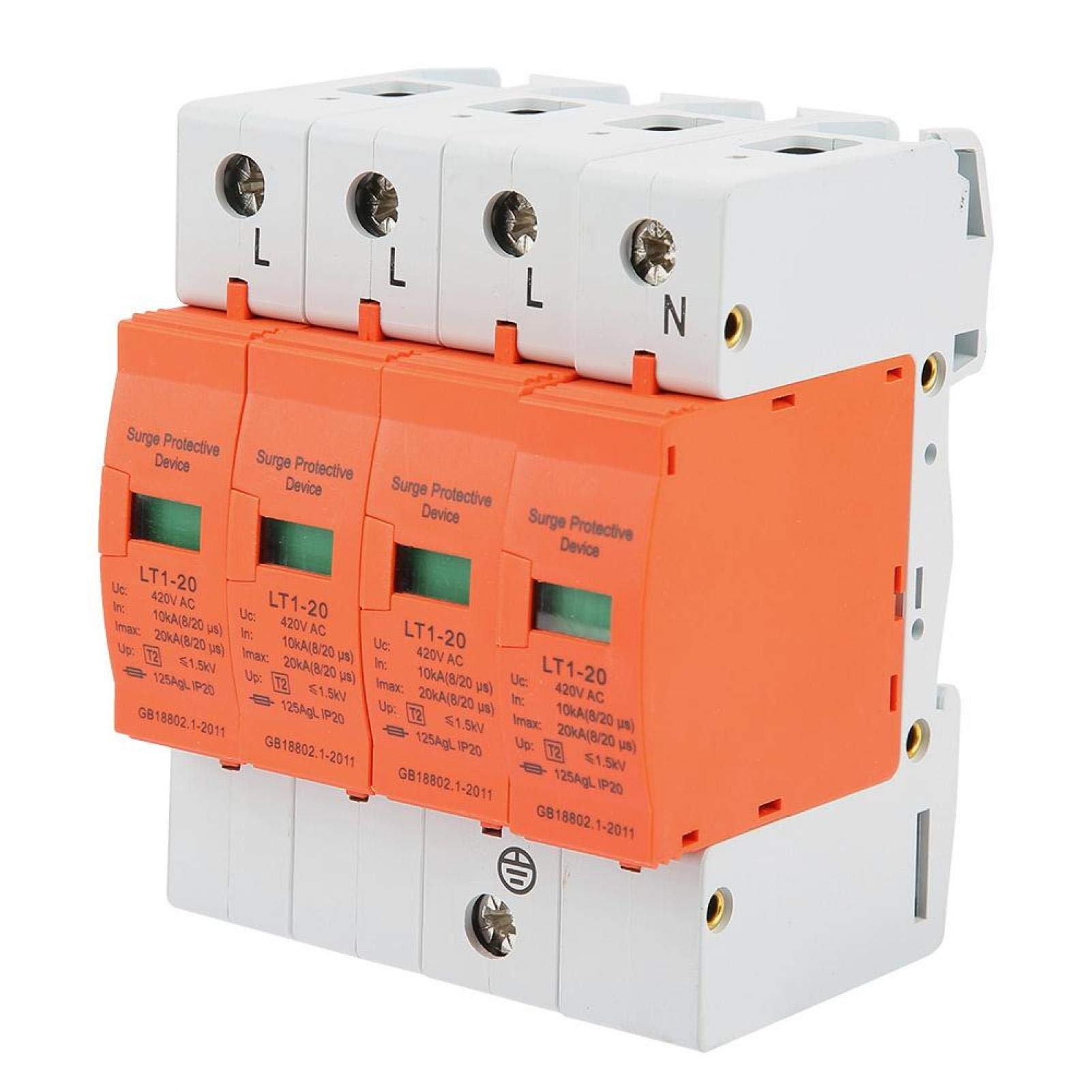 Dispositivo supresor de sobretensiones AC 420V, Protector contra sobretensiones de la casa 4P 20KA Dispositivo supresor de Baja tensión trifásico de Cuatro Cables