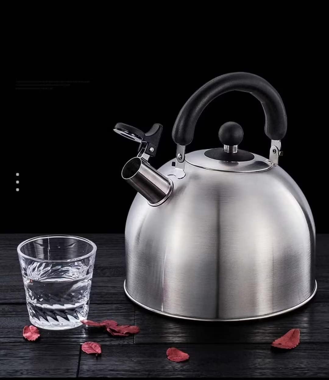 Czajnik z Gwizdkiem Czajnik Ze Stali Nierdzewnej 304 Do Kuchenki Gazowej I Kuchenki Indukcyjnej Stovetop Whistle Czajnik Do Herbaty Z Uchwytem Przeciw Oparzeniom Gwizdanie Czajnik Czajnik Kuchenek(6L)