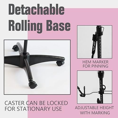 Miniatura 6 de Maniquíes de forma de vestido ajustable gris para costura femenina, tamaño pequeño 6-14 y tamaño grande 12-18, modelo de algodón con 13 diales, base