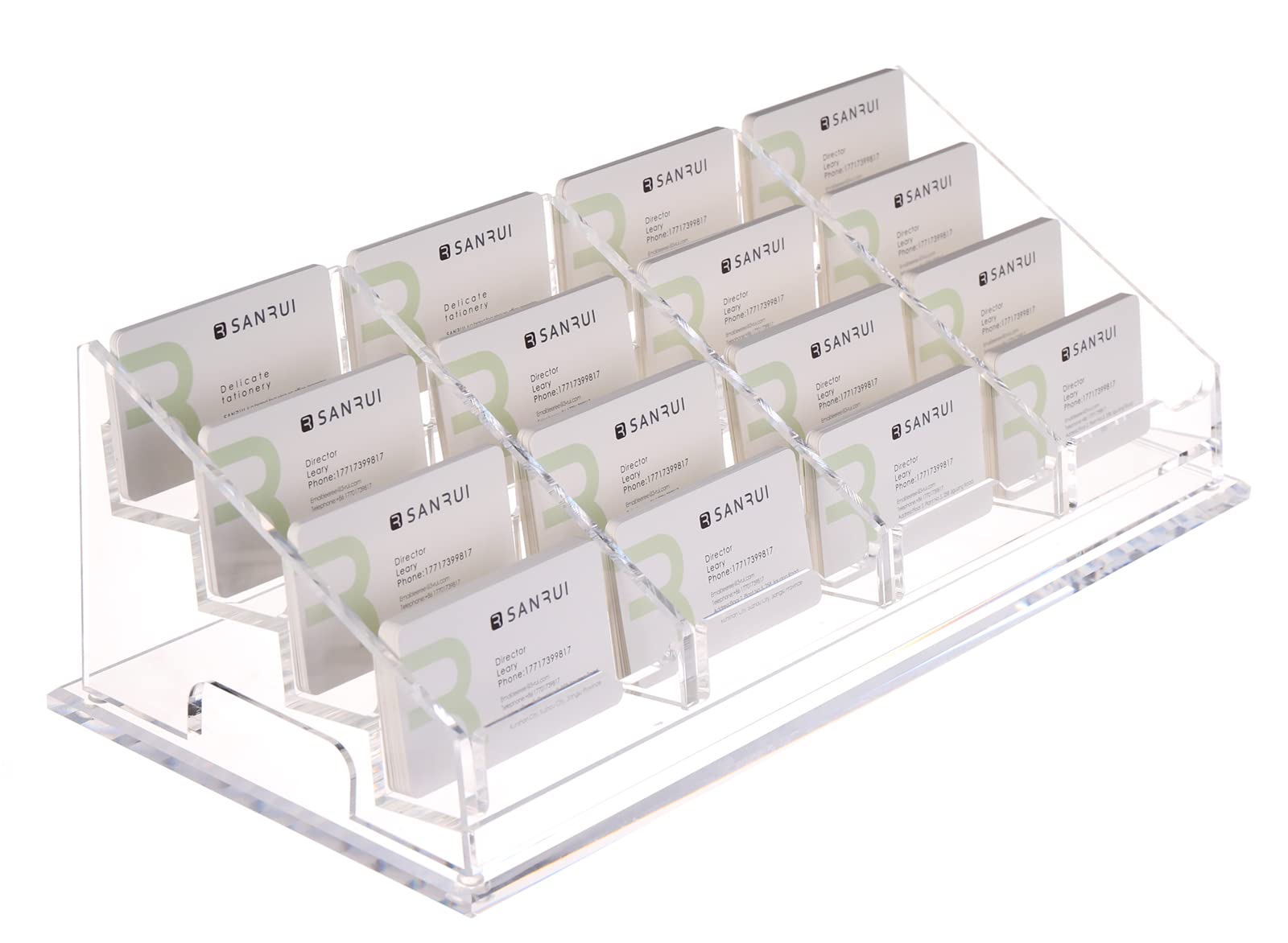 SANRUI Business Card Holder for Desk Clear Acrylic Business Card Display Stand Multiple Business Card Holders Office,4 Tier