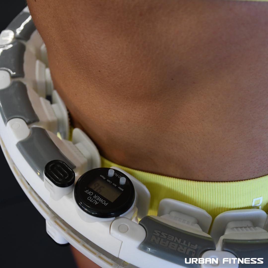 Smart Weighted Fitness Hoop, 24 parti regolabili, contatore digitale, cuscinetti in silicone con palla rotante automatica a 360 gradi