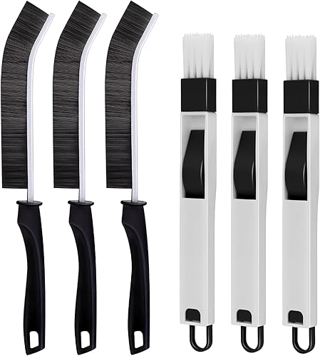 6 cepillos de limpieza de hendiduras de cerdas duras, cepillo de limpieza de huecos para uso doméstico, herramienta multifuncional para grietas de