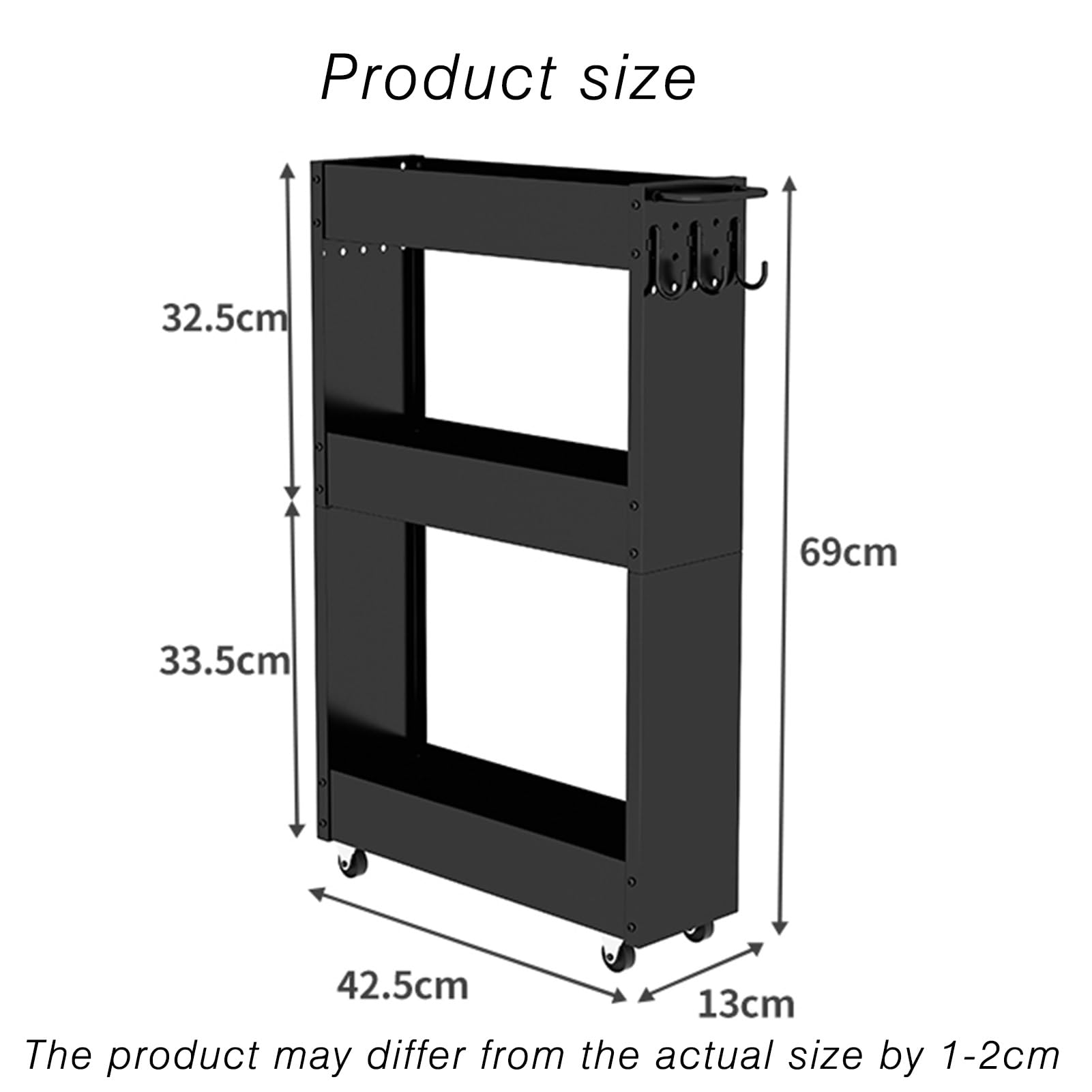 Generico Carrello Portaoggetti Sottile Con Rotelle,carrello Portaoggetti Da Bagno A 3/4 Livelli,a Spazio Stretto Con Ruote,for Lavanderia Da Bagno In Luoghi Stretti(Color 1,3 tiers)