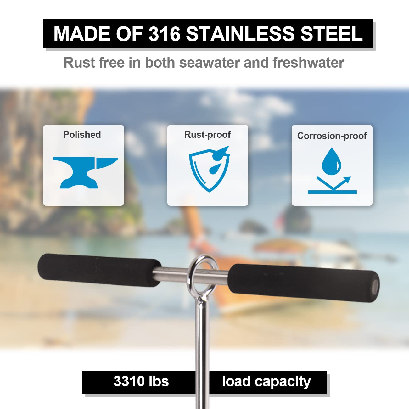 Dolibest 304 Stainless Steel Boat Sand Anchor, 17'' Fully