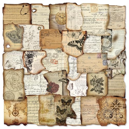 prstincol vintage journaling stickersscrapbook supplies for planners100pcs junk journal supplies with antique map prints distressed edges for kids teenagers adults