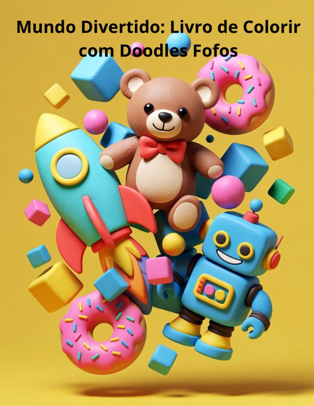 Mundo Divertido: Livro de Colorir com Doodles Fofos: Mais de 20 Desenhos de Brinquedos, Animais, Doces e Espaço | Para Crianças Pequenas e Pré-Escola (2 a 6 Anos)