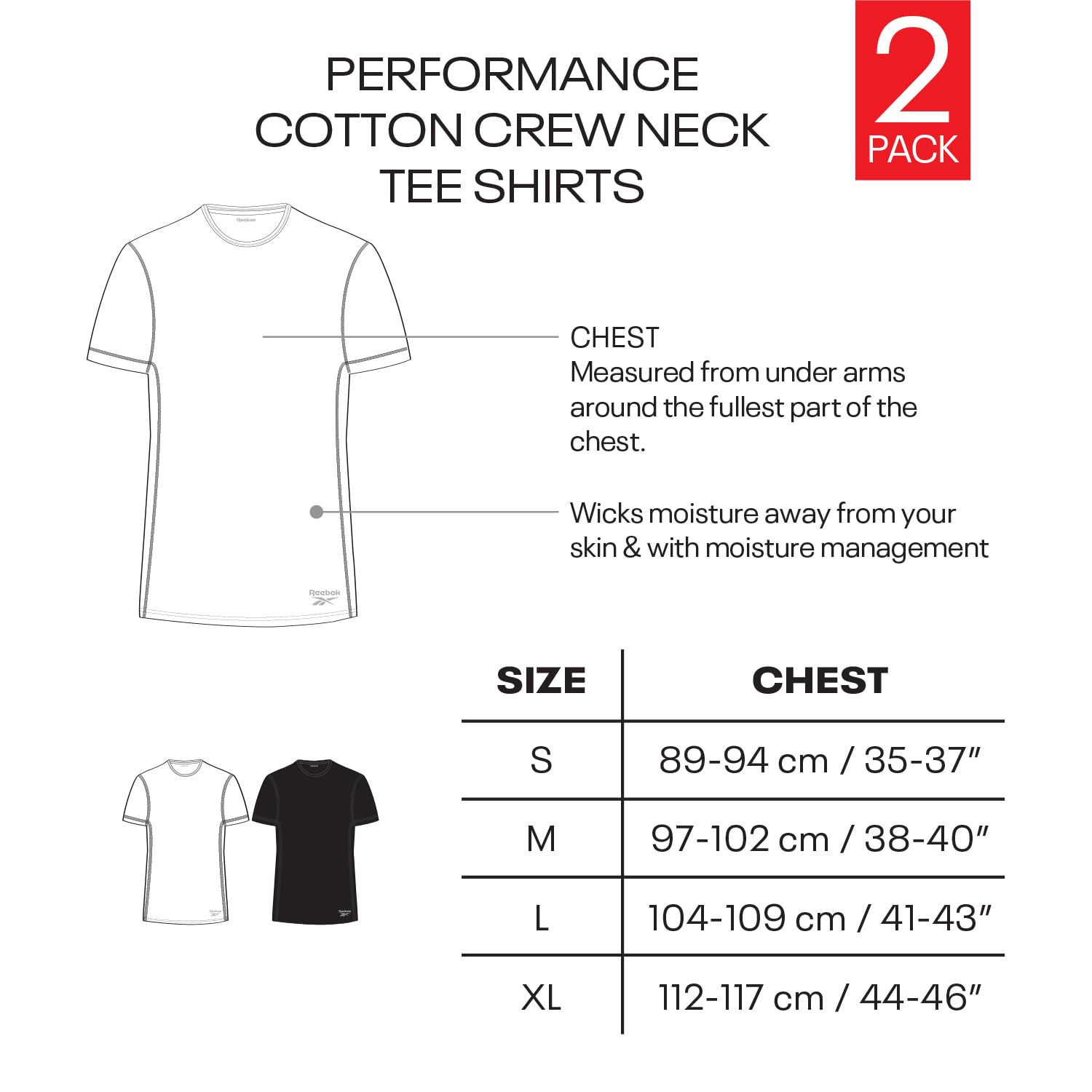 Reebok Clancy Camiseta Hombre (Pack de 2)