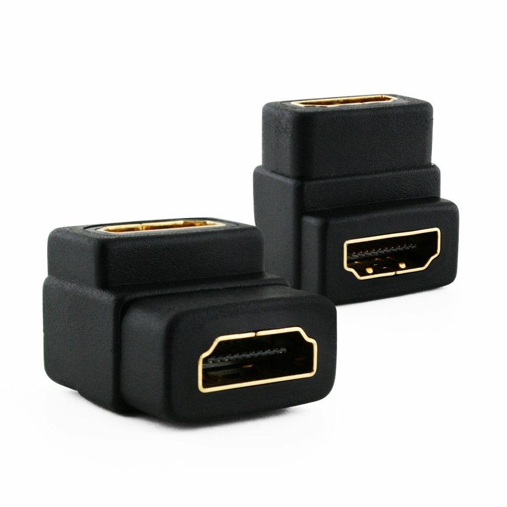 Cablesson Right-Angle 90 Degree HDMI Coupler (Joiner) Adapter, Female to Female Connectors, Digital Video/Audio (Gold Plated