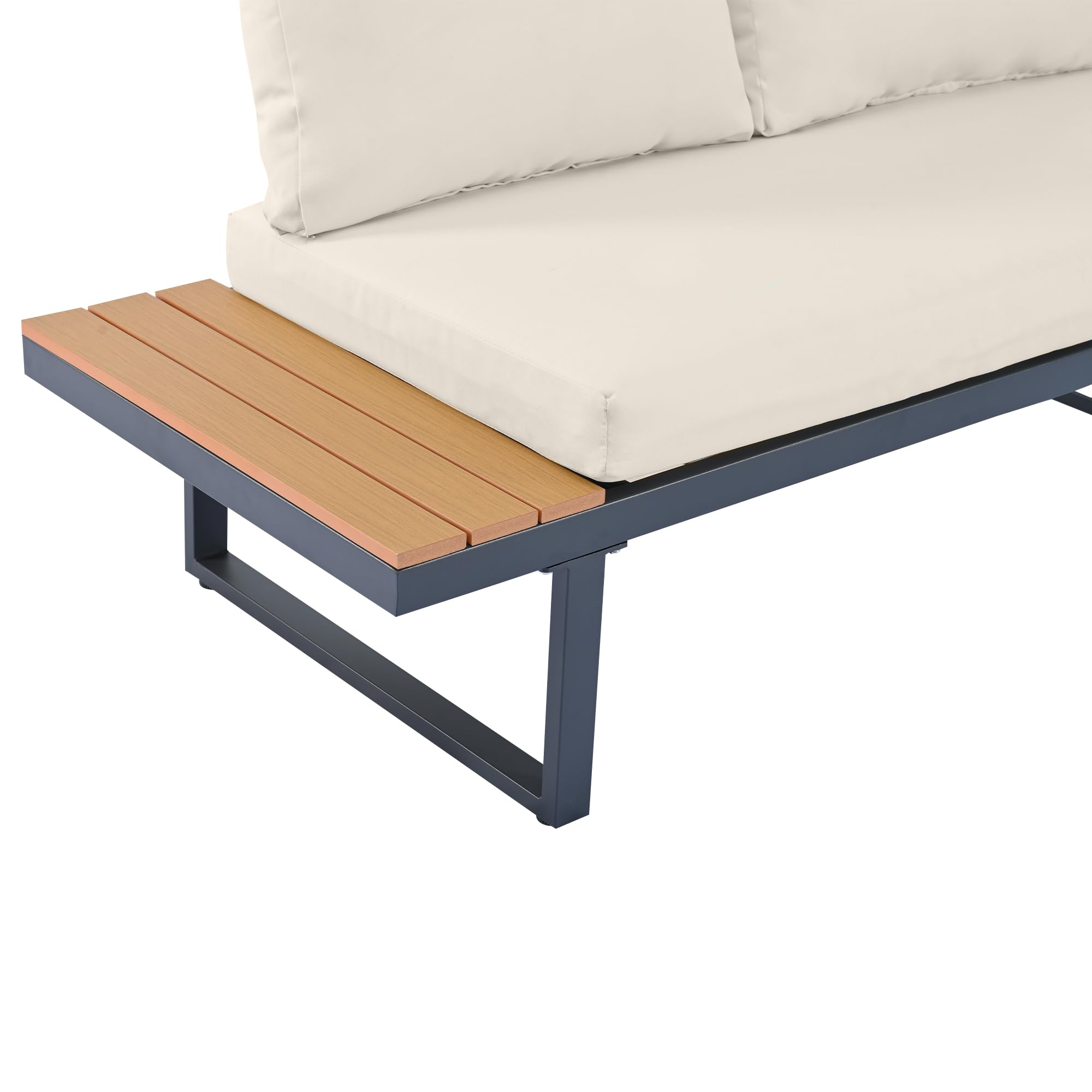 Idemon Set per il tempo libero da giardino, posizione angolare con funzione regolabile (5 livelli regolabili, fino a 55°), tubo in acciaio zincato, piastra in plastica con venature in teak, con