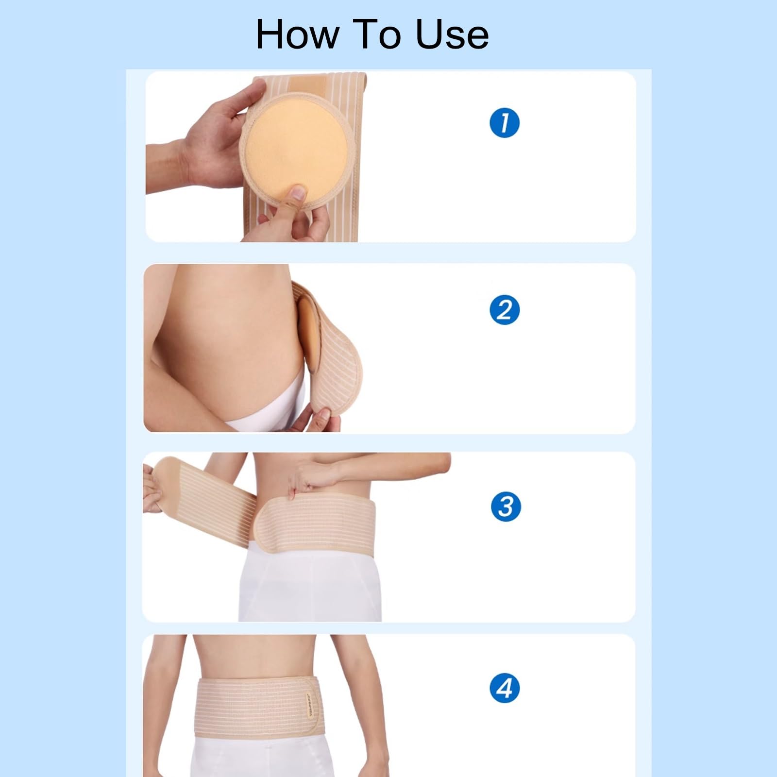 Fascia Addominale per Uomo e Donna - Supporto per Ernia Addominale con Cuscinetto di Compressione - Incisionale Fascia per Ernia Ombelicale(Black,Large)