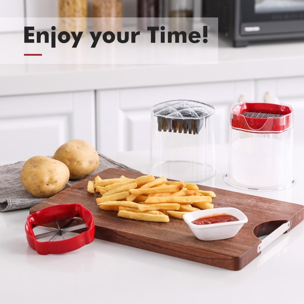 French fry slicer, onion chopper, apple dicer - Easily chop in seconds - Stainless steel blades - Easy-to-clean potato slicer