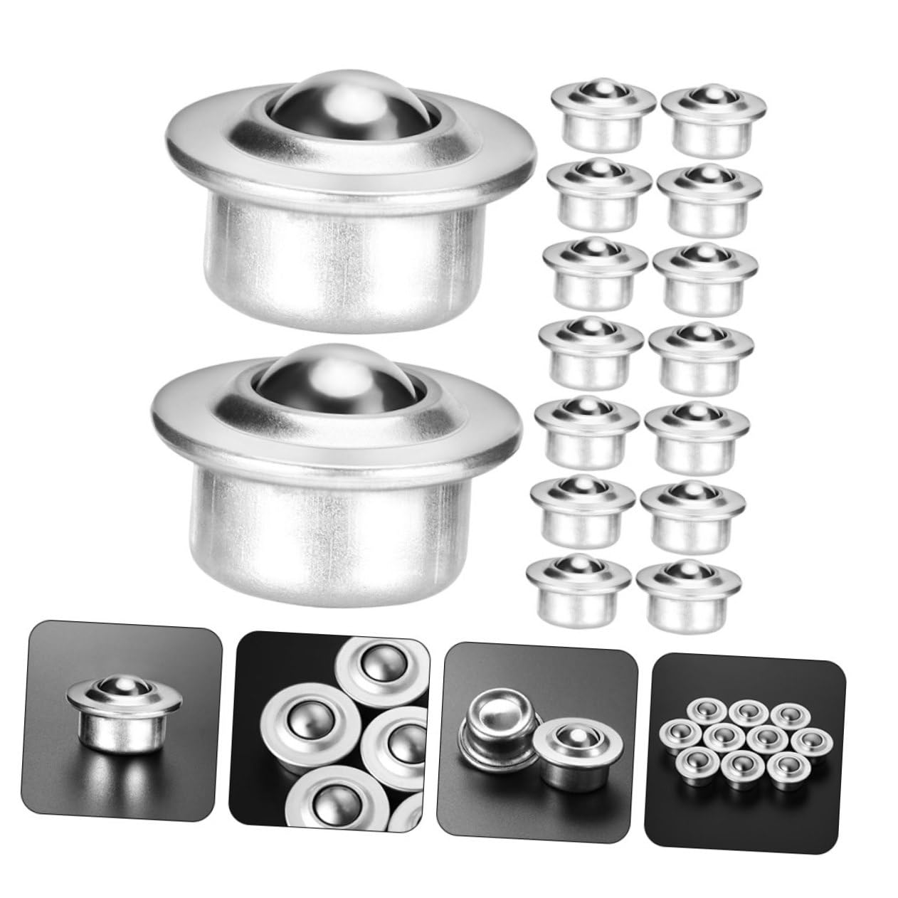 MUSISALY 4pcs Ball Bearing Wheel (cy-15 * 16) Ball Casters Bearing Appliance Rollers Furniture Roller Bearing Rotatable Ball Bearing Caster Roller Transfers Roller Ball Silver Carbon Steel