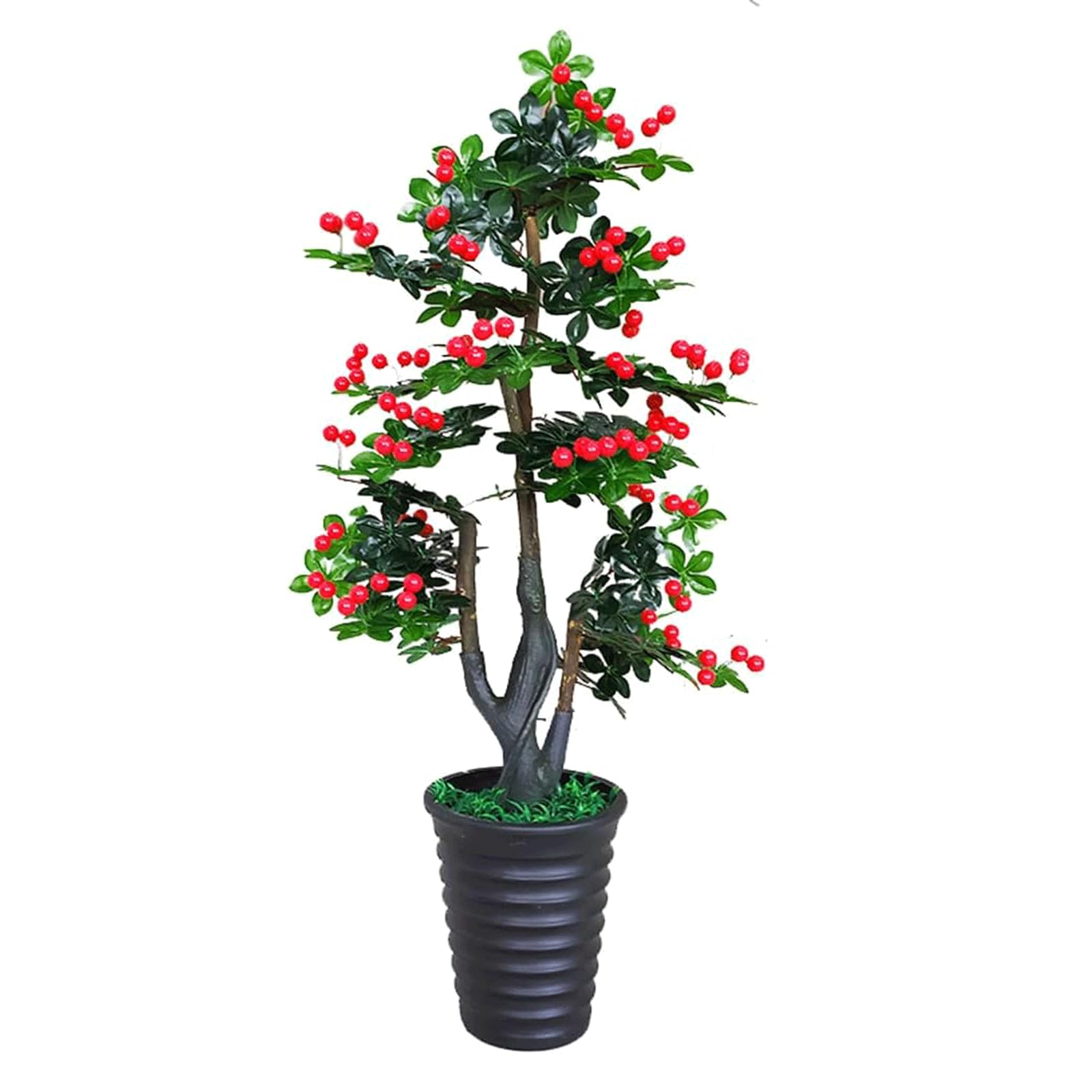 GLJTUO fake tree Artificial Trees 4.2ft Artificial Cherry Fruit Tree Floor-to-ceiling Fake Tree For Indoor Outdoor Artificial Plant Decor Realistic Design