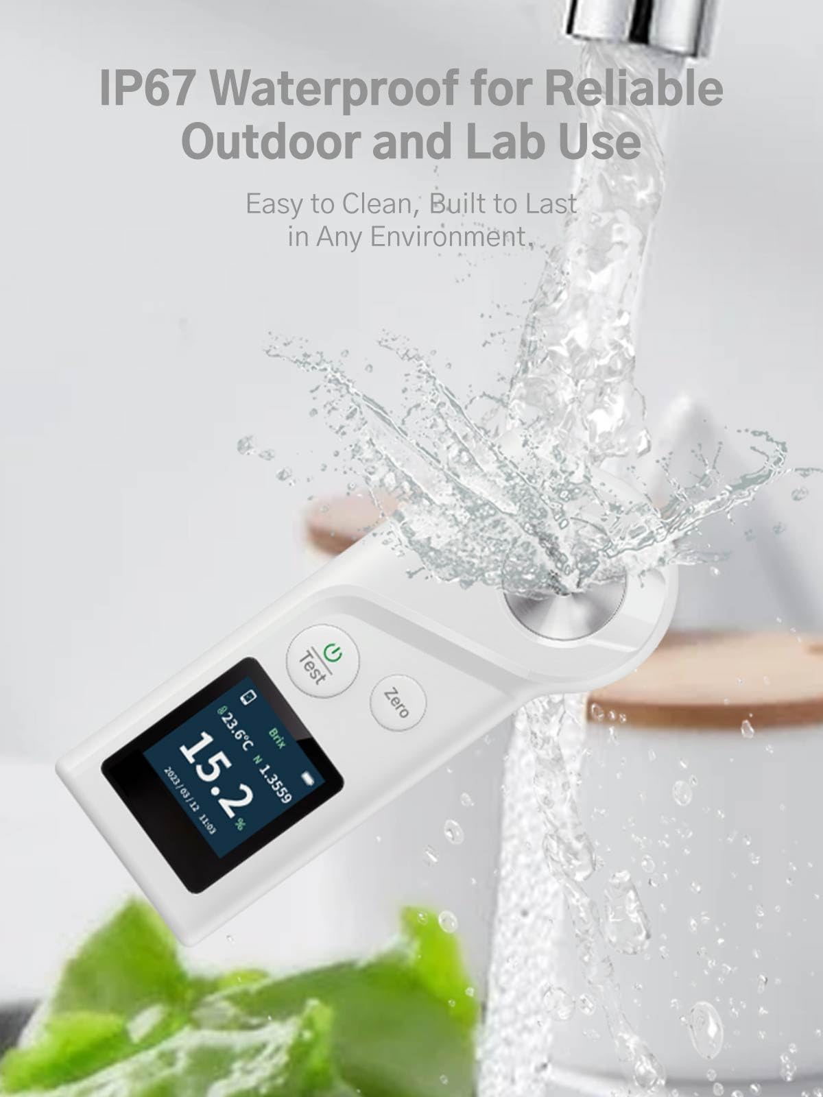 Brix Refractometer with ATC – 0–55% Range, Portable Sugar Tester