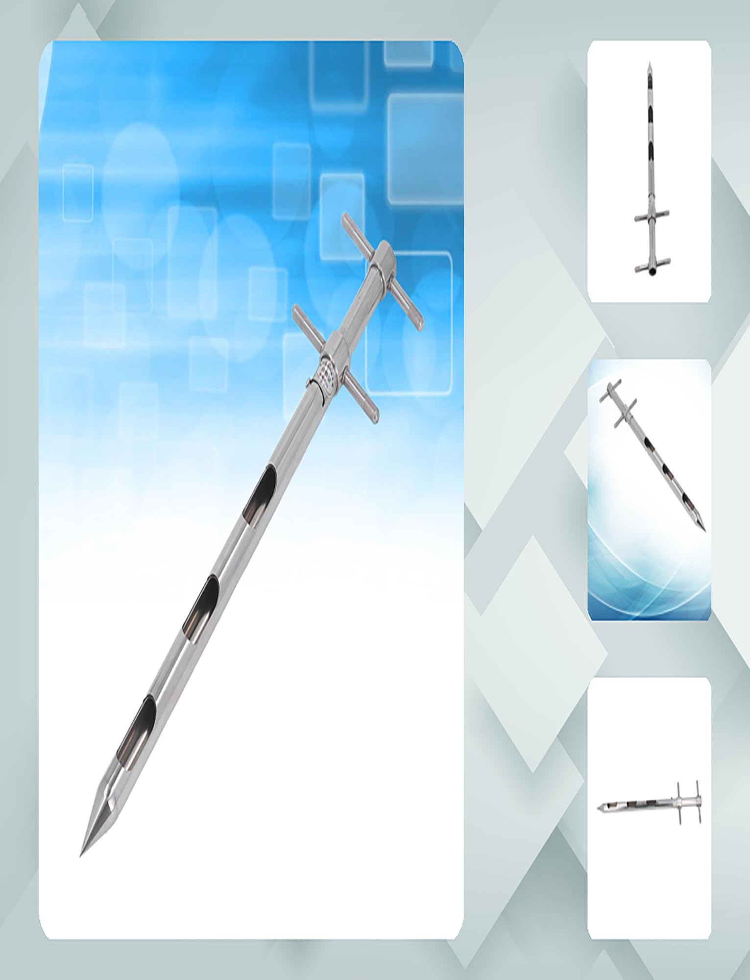 Sonda do pobierania próbek gleby, Sonda do pobierania próbek stałych nawozów cementowych, 3-szczelinowa, ze stali nierdzewnej, różne rozmiary(0.98'',L59'')