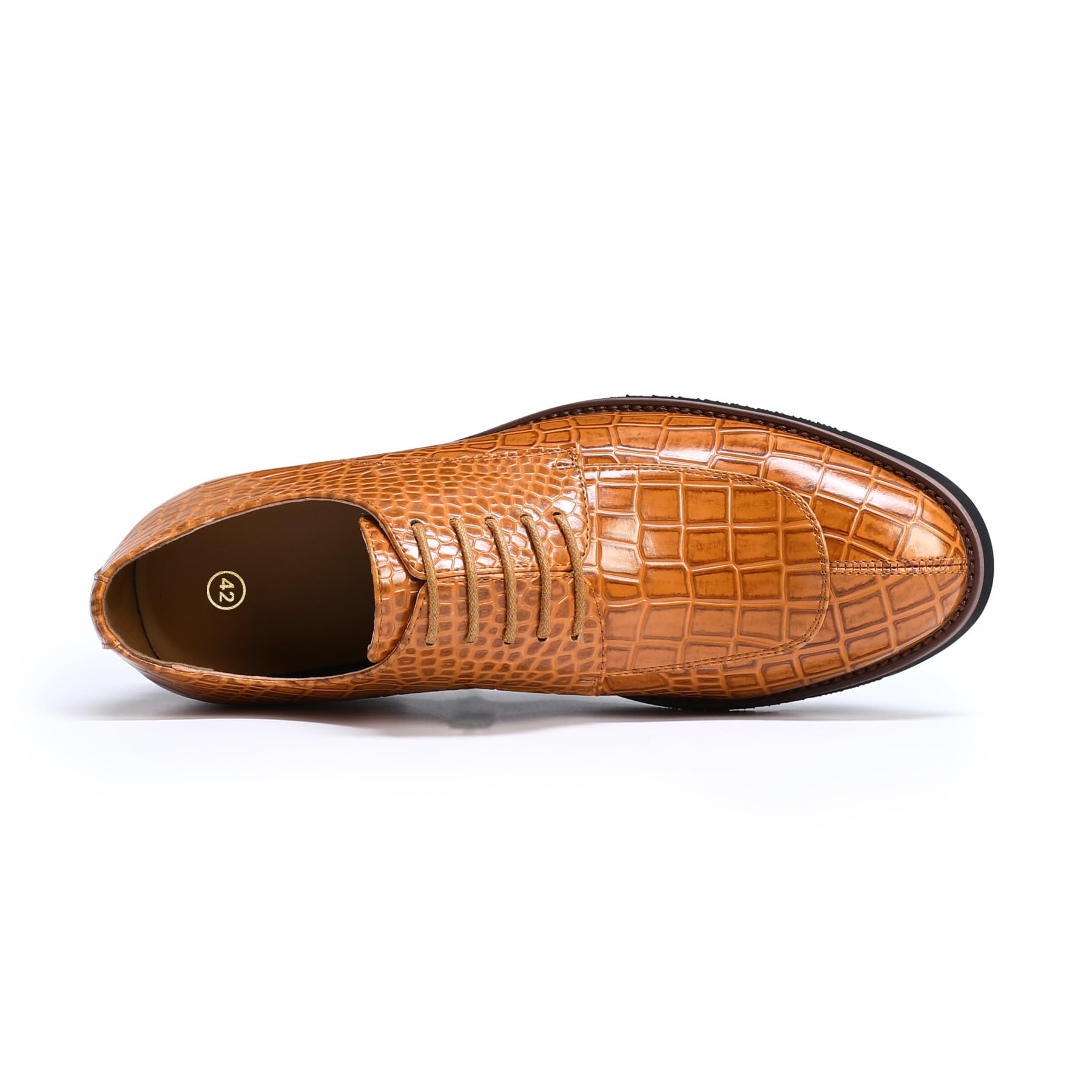 YFFUSHI Zapatos Formales para Hombre Derbies Elegantes con Cordones y Estampado de Cocodrilo para Negocios Bodas o Ceremonia