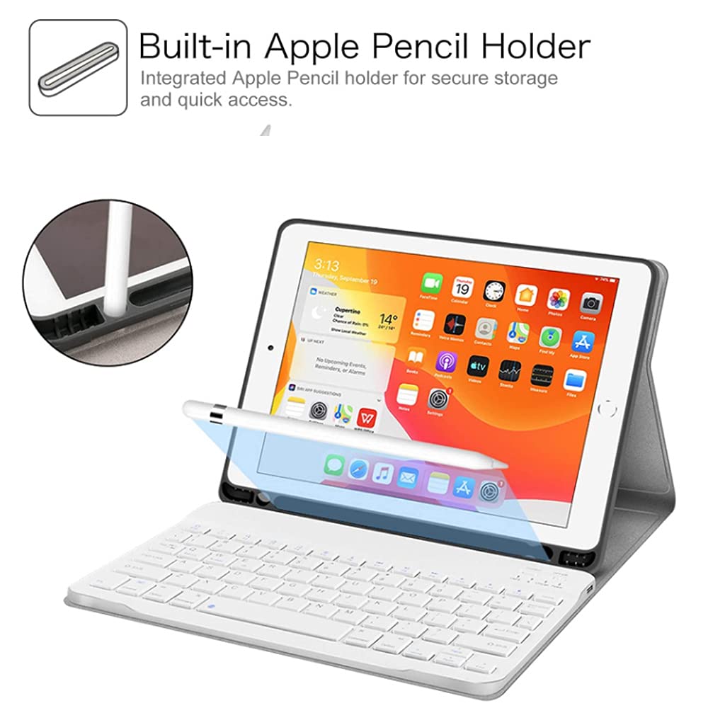 QYiD Étui en cuir avec clavier pour iPad Mini 5/Mini 4/Mini 3/Mini 2/Mini 1, détachable Bluetooth sans fil, rétroéclairé 7 couleurs, couleur or rose