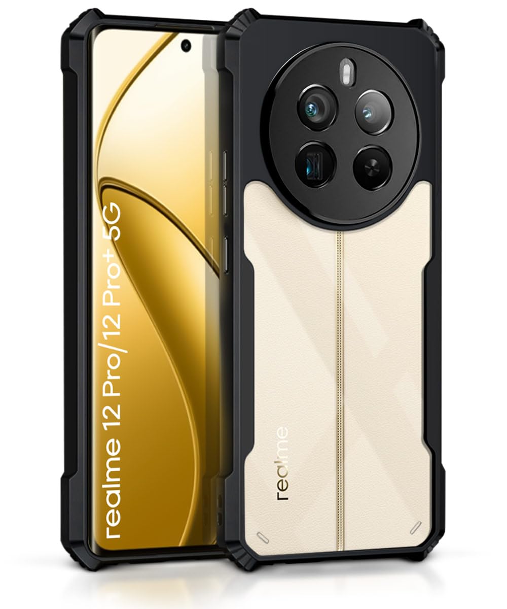 WOW IMAGINE Thermoplastic Polyurethane Shock Proof Clear Protective Back Case For Realme 12 Pro 5G|Realme 12 Pro Plus 5G|P1 Pro 5G-360° Camera Protection|Transparent Hybrid Back Case Backcase For Mobile Cover-Black (B0CVS1N2WN) Amazon Price History, Amazon Price Tracker