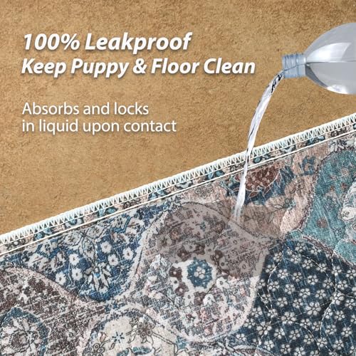 Image of nunubaby Washable Pee Pads for Dogs, Stylish, Non-Slip and Leak-Proof Pee Pads. Reusable Potty Pads for Dogs for Crates and Floors.(Dark Red /Multi,31 inch x36 inch )