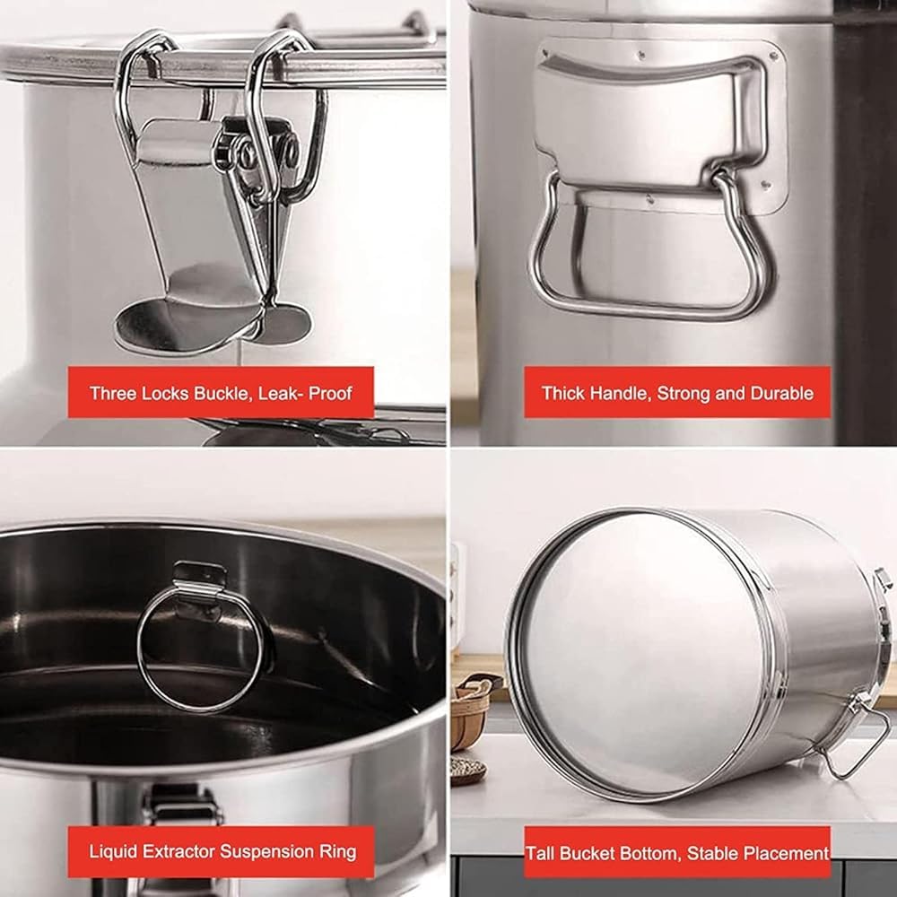 Jarras De Leche De Acero Inoxidable 304, Cubos para Vino, Barriles para Transporte De Leche, Cubos para Aceite, Botes para Té con Tapa De Silicona Sellada Y Cierre De Hebilla(Size:76L)