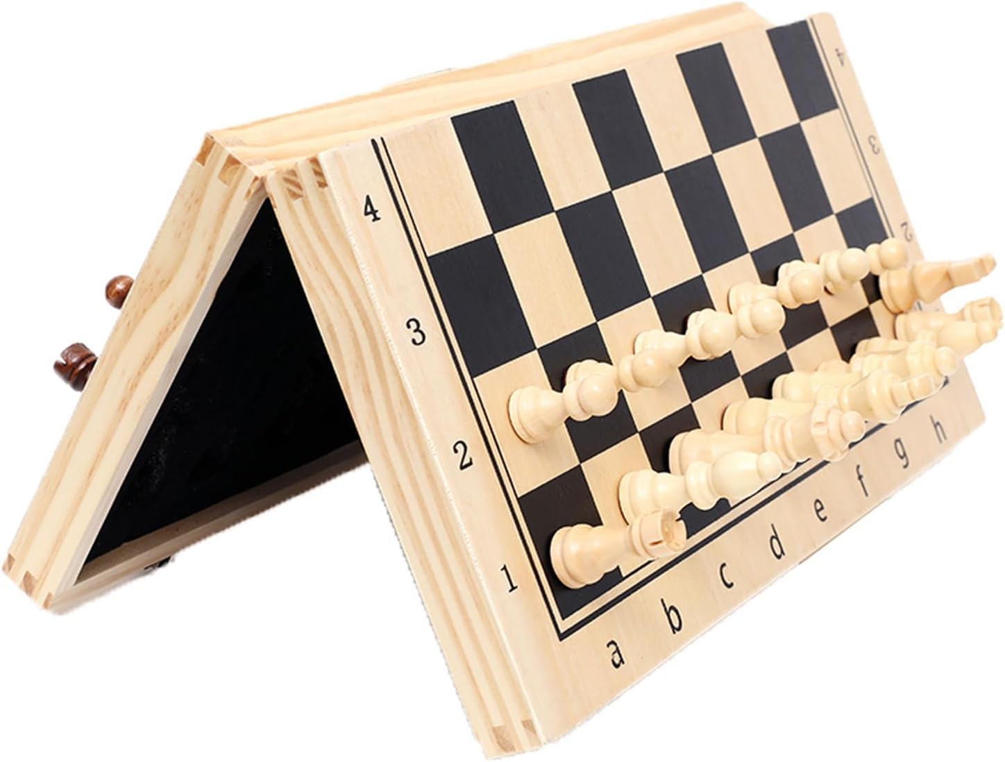 Set da scacchi pieghevole da viaggio, Set di scacchi in legno Slot for riporre i pezzi pieghevoli 4 regali for giochi da tavolo con treni