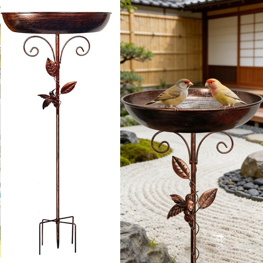 Bain d'oiseaux sur pied, vintage, avec base à 5 griffes, en métal vintage, pour l'extérieur, jardin, cour, pelouse