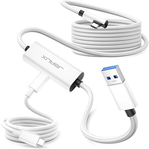 JSAUX Link Cable 16FT with Charging Compatible with Meta Quest 3S/Quest3/2/Pro Accessories【 Charging While Playing】 USB 3.0 High Speed Data Compatible with Oculus 3S/3/2/Pro, Pico 4, PC VR, Steam VR