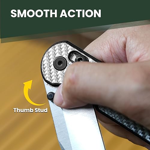 Miniatura 8 de Kizer Cuchillo de bolsillo Assassin, hoja de acero de 3.04 pulgadas de 60.6 in, cuchillo plegable, fibra de carbono negra y mango G10, cuchillo EDC