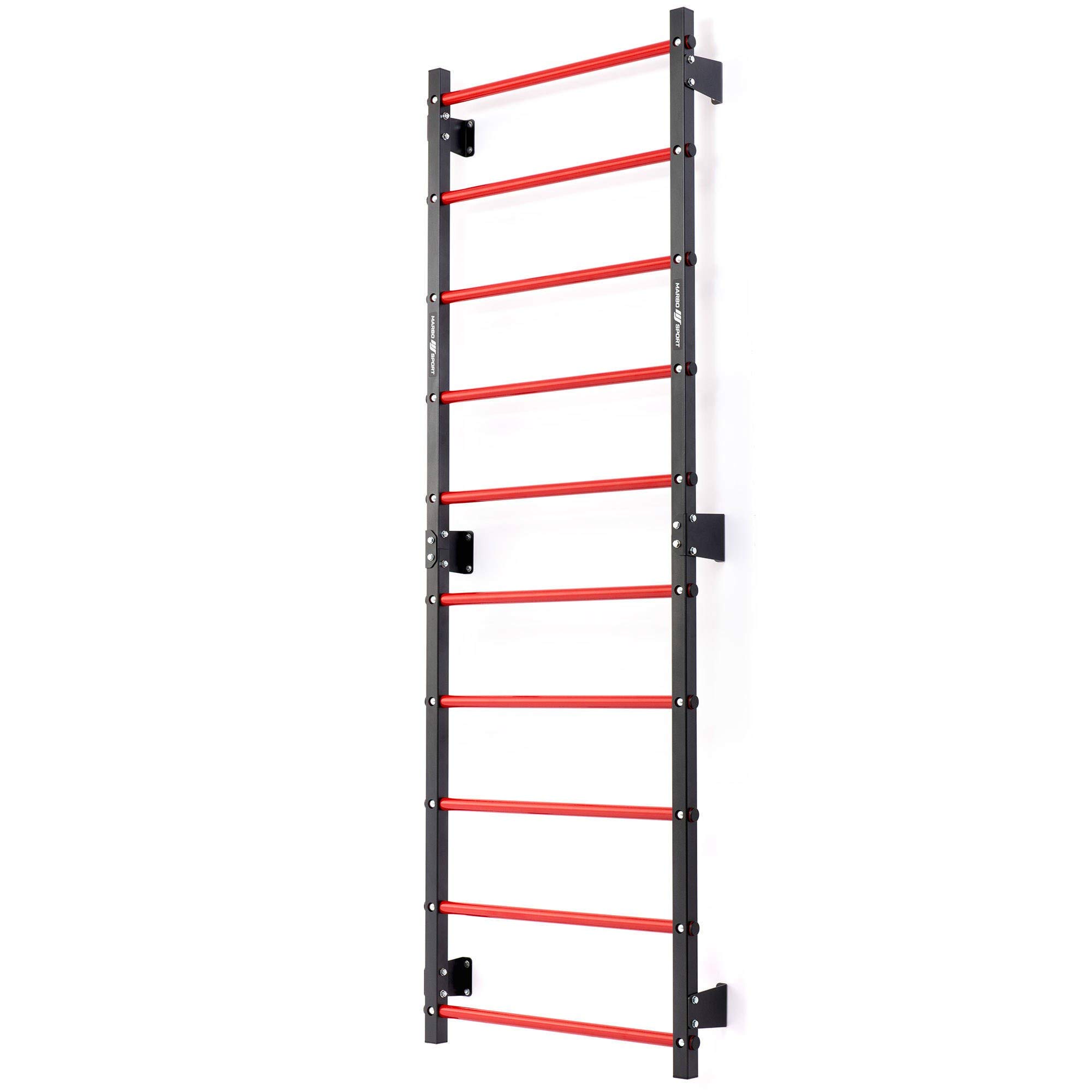 Marbo Sport - Set MHU1 - Spalliera per Montaggio a Parete 230x81 cm con Dip-Station Multifunzionale e Barra per trazioni - Palestra multifunzione, allenamento fitness e attrezzi palestra casa