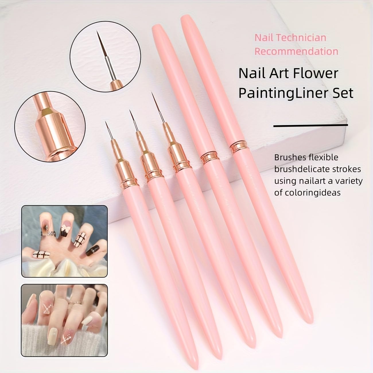 5pcs Nail Art Brushes Set Durable Drawing Pens with Variety of Tips 5mm-25mm Painting Tools for Intricate Nail — view 7