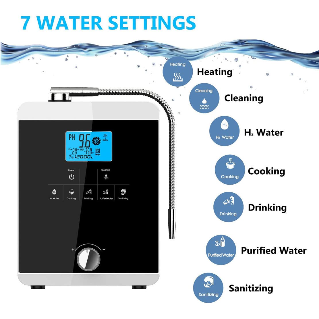 Jonizator Wody Alkalicznej Ph 3,5-10,5 System Filtracji Wody Do Domu, Urządzenie Do Oczyszczania Wody 3,8-calowy Wyświetlacz Lcd Maszyna Do Wody Jonowej Do Domu