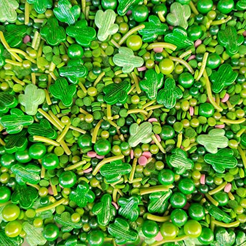 Homankit Cactus Sprinkles Green Edible Cookie Decorations Baking Cake Cupcake Topper Decoration 3.35 Ounce