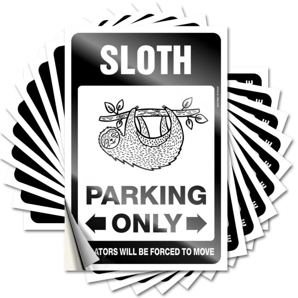Life Mini Quote - Sloth Parking Only Removable Decal Helmet Easy Peel for Tiki(12X18CM)