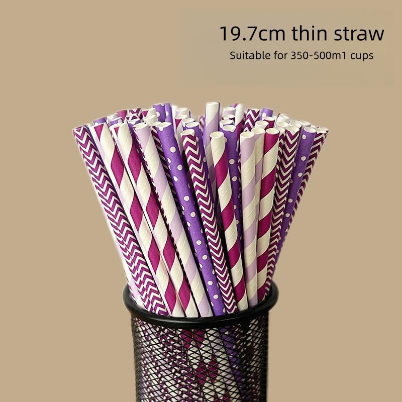 100 pitillos biodegradables de papel coloridos y rayados miniatura 2