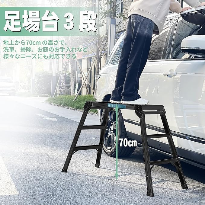 Amazon.co.jp: 足場台 脚立 洗車台 踏み台 脚立台 アルミ ステップ台